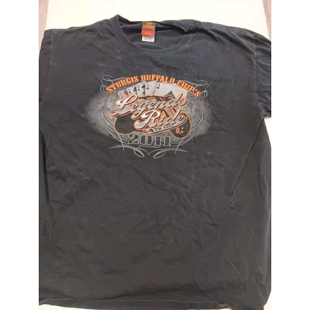Men's XL Hot Leathers Sturgis Buffalo Chip Legends Ride Biker Black T- Shirt